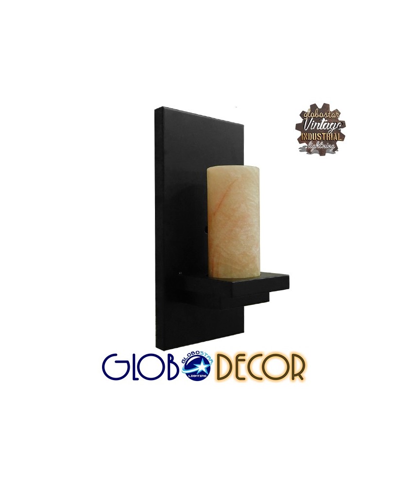 GLOBOSTAR® ODILIA 01245 Vintage Φωτιστικό Τοίχου - Απλίκα με Ντουί 1 x E27 AC 220-240V IP20 - Μαύρο & Μπεζ - Μ10 x Π14 x Υ30cm